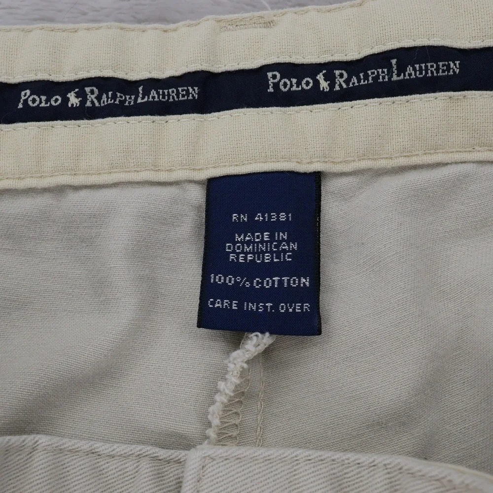 Polo Ralph Lauren Mens Pleated Chino Shorts Khaki Tan 100% Cotton Size 38